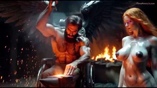 Hephaestus și soția sa Aglaea în animație 3D